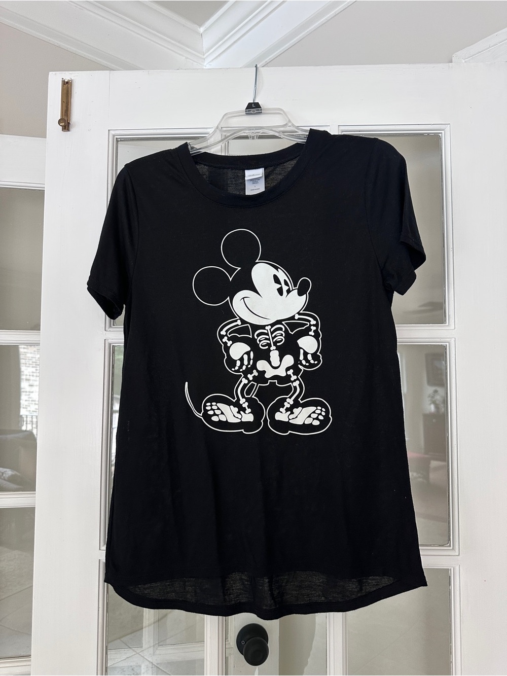 Disney Black Short-Sleeve Tee with White Mickey Skeleton Graphic